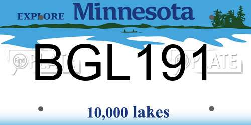BGL191 Minnesota License Plate