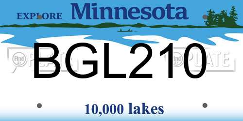 BGL210 Minnesota License Plate