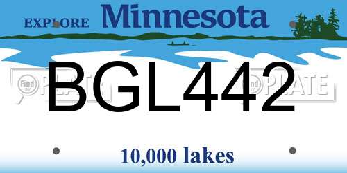 BGL442 Minnesota License Plate