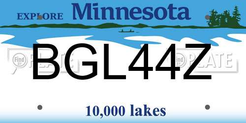 BGL44Z Minnesota License Plate