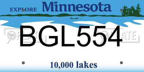 BGL554 Minnesota License Plate