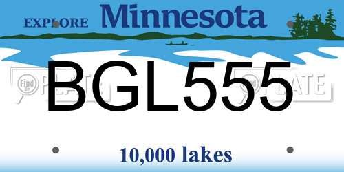 BGL555 Minnesota License Plate