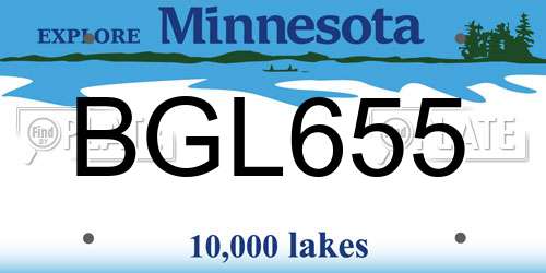 BGL655 Minnesota License Plate