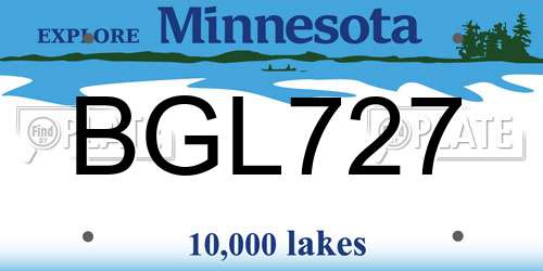 BGL727 Minnesota License Plate