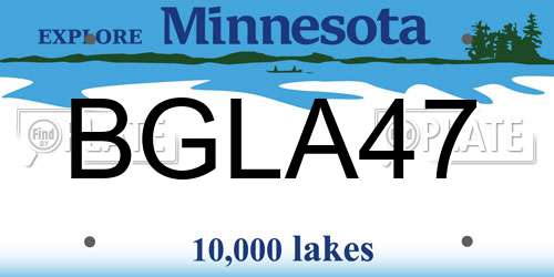 BGLA47 Minnesota License Plate