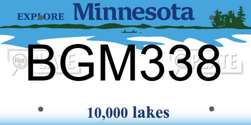 BGM338 Minnesota License Plate