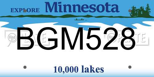 BGM528 Minnesota License Plate