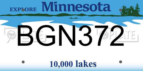 BGN372 Minnesota License Plate