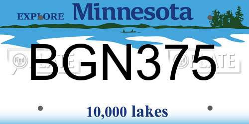 BGN375 Minnesota License Plate