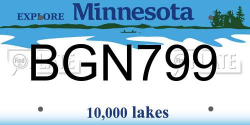BGN799 Minnesota License Plate