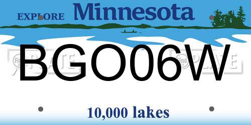 BGO06W Minnesota License Plate