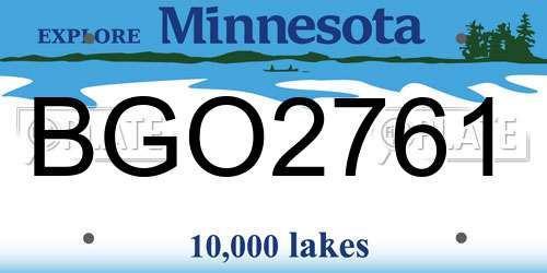 BGO2761 Minnesota License Plate