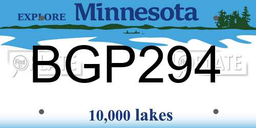 BGP294 Minnesota License Plate