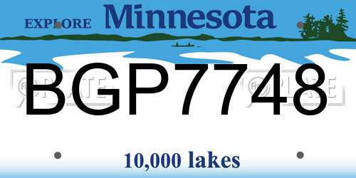BGP7748 Minnesota License Plate