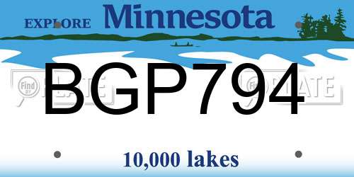 BGP794 Minnesota License Plate