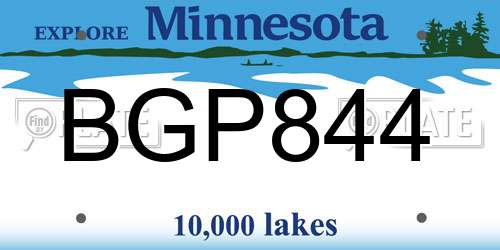 BGP844 Minnesota License Plate