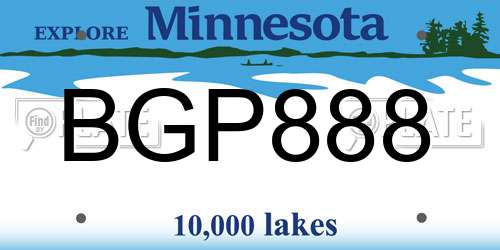 BGP888 Minnesota License Plate