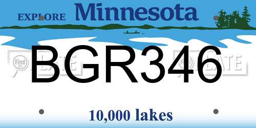 BGR346 Minnesota License Plate