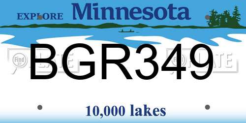 BGR349 Minnesota License Plate