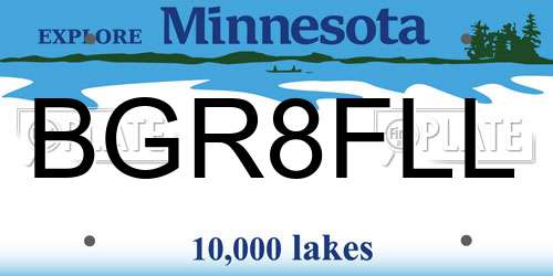 BGR8FLL Minnesota License Plate