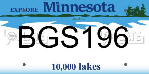 BGS196 Minnesota License Plate