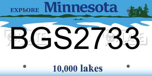 BGS2733 Minnesota License Plate