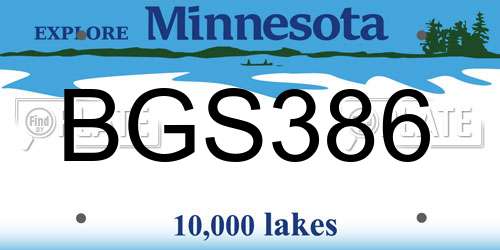 BGS386 Minnesota License Plate