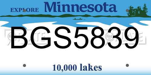 BGS5839 Minnesota License Plate