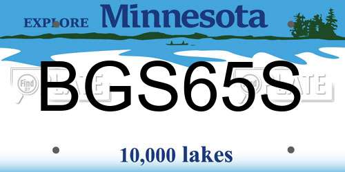 BGS65S Minnesota License Plate