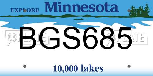 BGS685 Minnesota License Plate