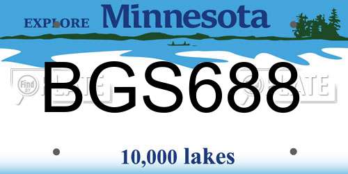 BGS688 Minnesota License Plate