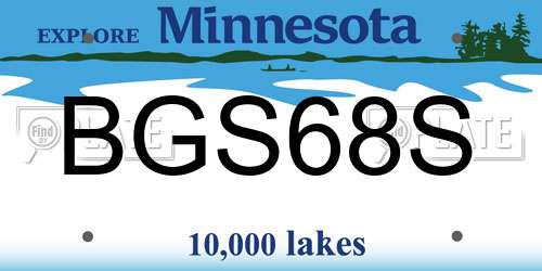 BGS68S Minnesota License Plate