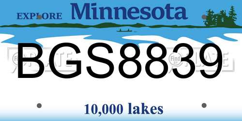 BGS8839 Minnesota License Plate