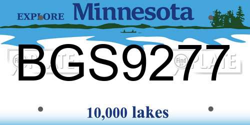 BGS9277 Minnesota License Plate