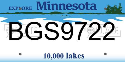 BGS9722 Minnesota License Plate