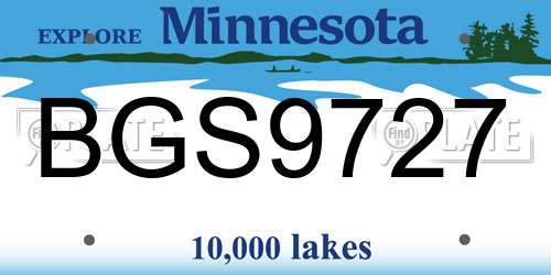 BGS9727 Minnesota License Plate