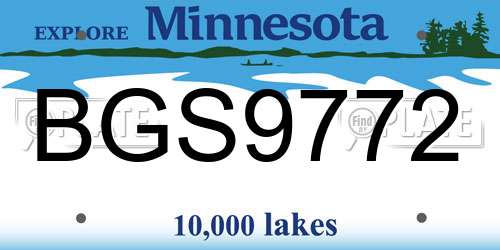 BGS9772 Minnesota License Plate