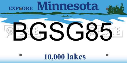 BGSG85 Minnesota License Plate