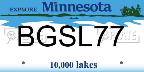 BGSL77 Minnesota License Plate
