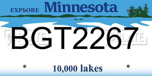 BGT2267 Minnesota License Plate