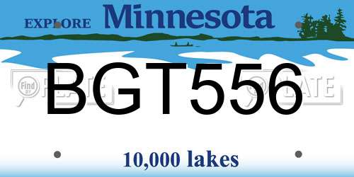 BGT556 Minnesota License Plate