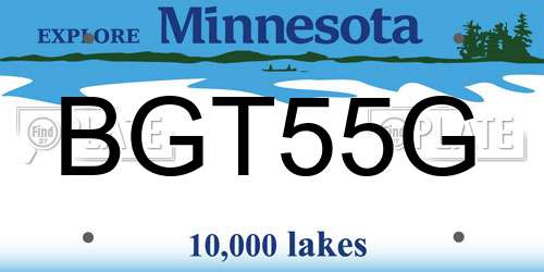 BGT55G Minnesota License Plate