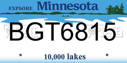BGT6815 Minnesota License Plate
