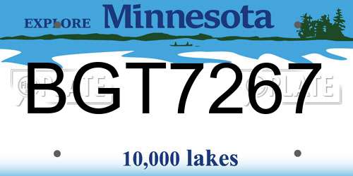 BGT7267 Minnesota License Plate
