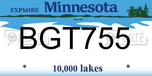 BGT755 Minnesota License Plate