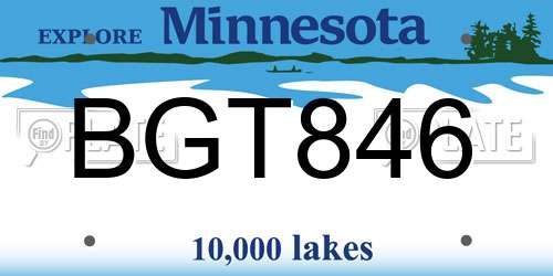 BGT846 Minnesota License Plate