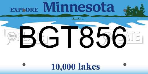 BGT856 Minnesota License Plate
