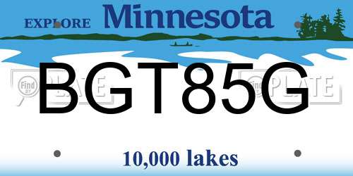BGT85G Minnesota License Plate
