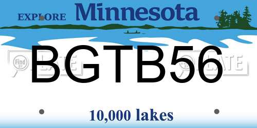 BGTB56 Minnesota License Plate