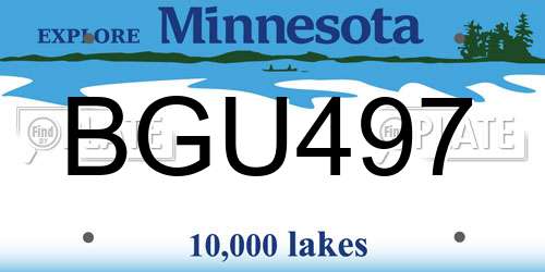 BGU497 Minnesota License Plate